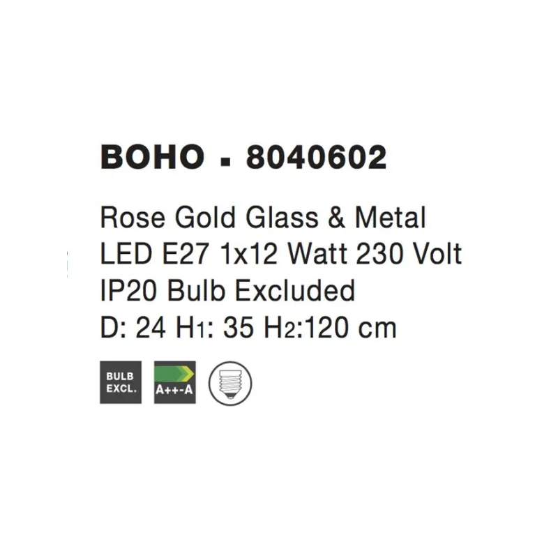 Pendul BOHO Nova Luce Modern, E27, 8040602, Grecia