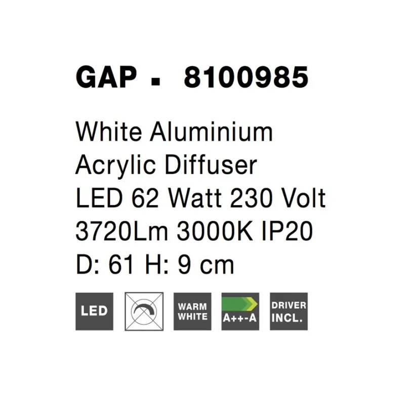 Plafoniera GAP Nova Luce Modern, Led, 8100985, Grecia