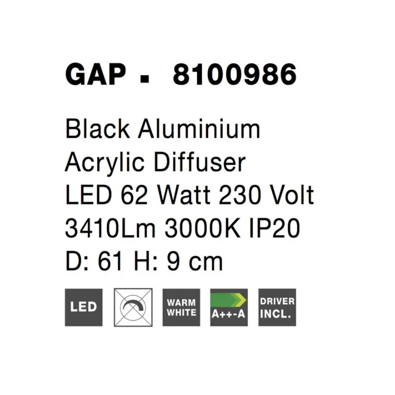 Plafoniera GAP Nova Luce Modern, Led, 8100986, Grecia