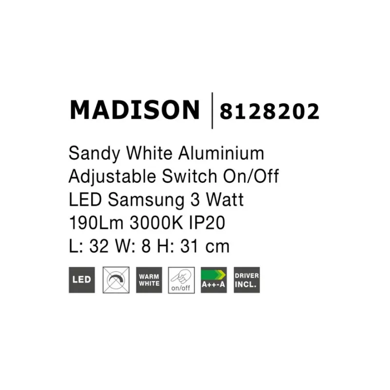 Aplica MADISON Nova Luce Modern, Led, 8128202, Grecia