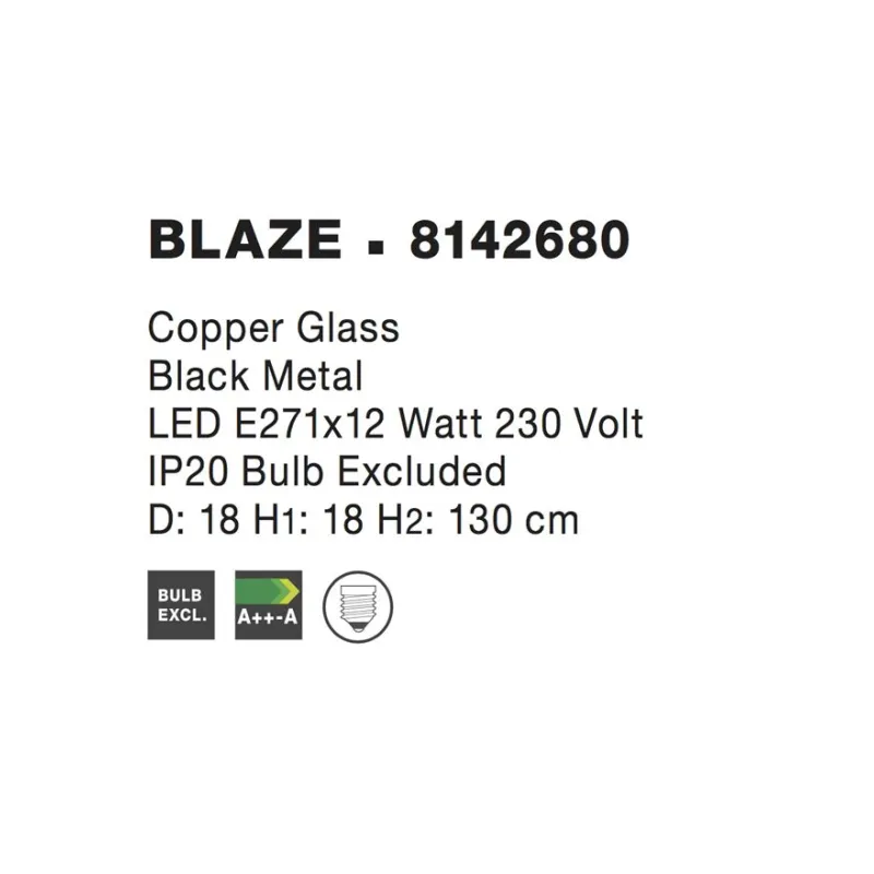 Pendul BLAZE Nova Luce Modern, E27, 8142680, Grecia