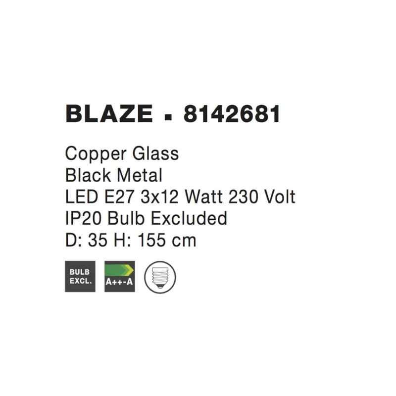 Suspensie BLAZE Nova Luce Modern, E27, 8142681, Grecia