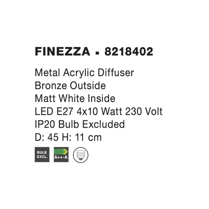 Plafoniera FINEZZA Nova Luce Modern, E27, 8218402, Grecia