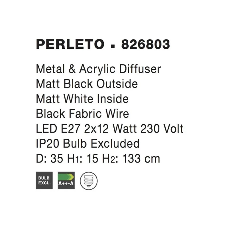 Pendul PERLETO Nova Luce Modern, E27, 826803, Grecia