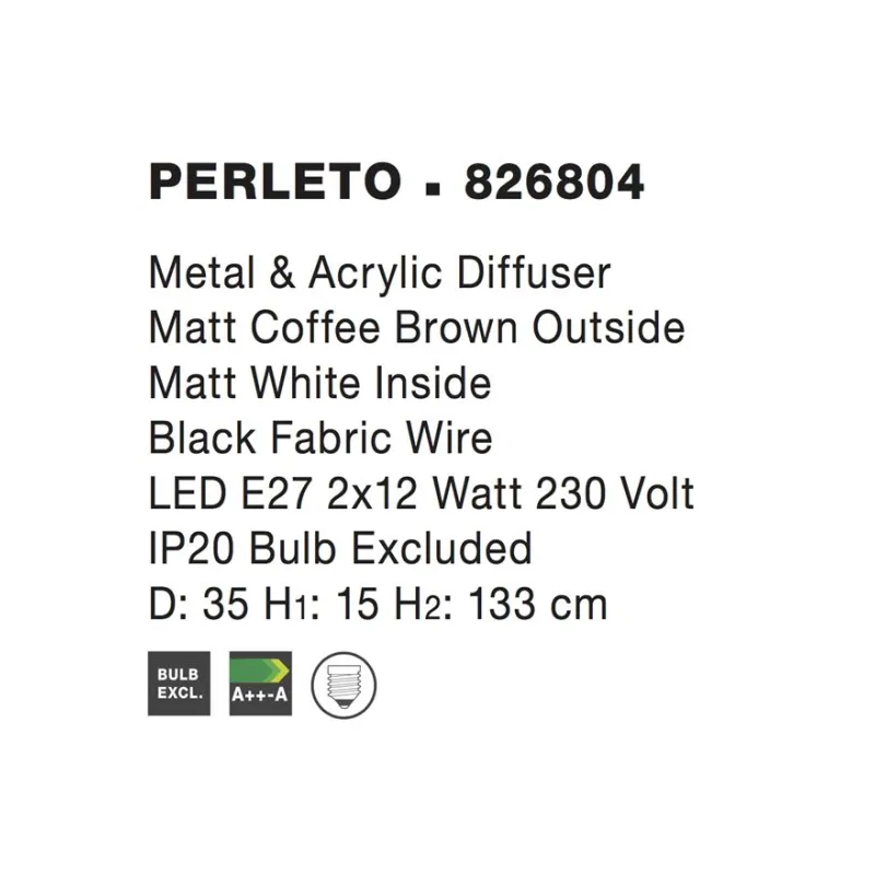 Pendul PERLETO Nova Luce Modern, E27, 826804, Grecia