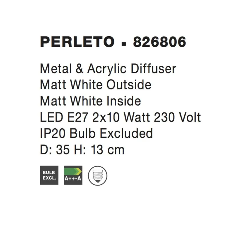 Plafoniera PERLETO Nova Luce Modern, E27, 826806, Grecia