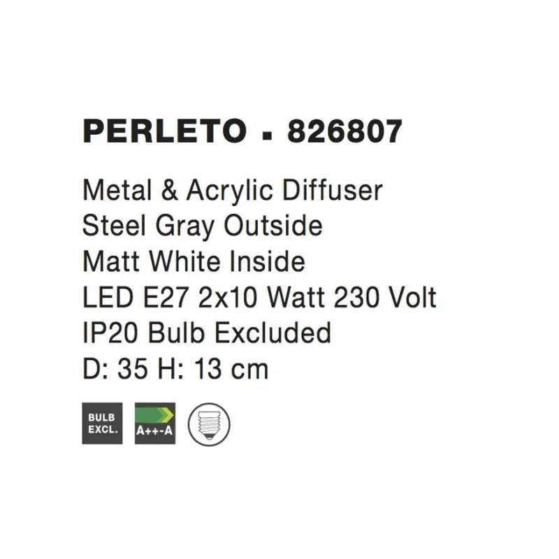 Plafoniera PERLETO Nova Luce Modern, E27, 826807, Grecia