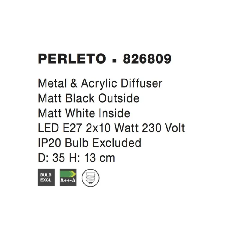 Plafoniera PERLETO Nova Luce Modern, E27, 826809, Grecia