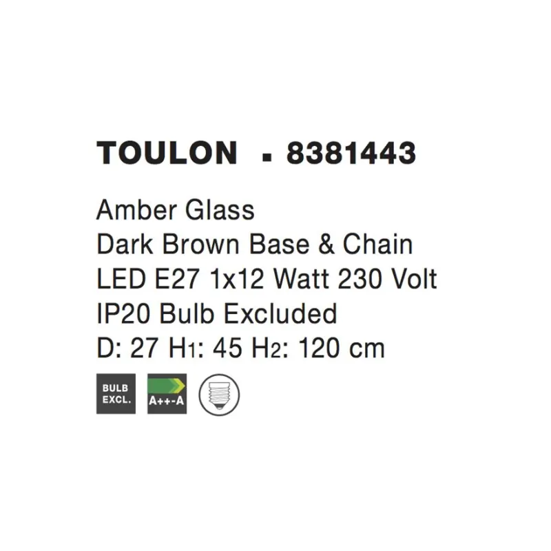 Pendul TOULON Nova Luce Modern, E27, 8381443, Grecia