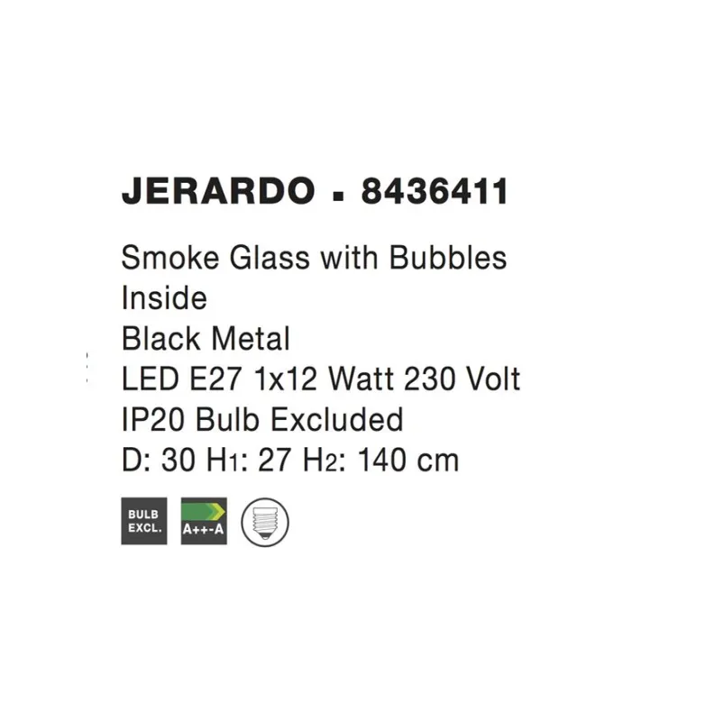 Pendul JERARDO Nova Luce Modern, E27, 8436411, Grecia