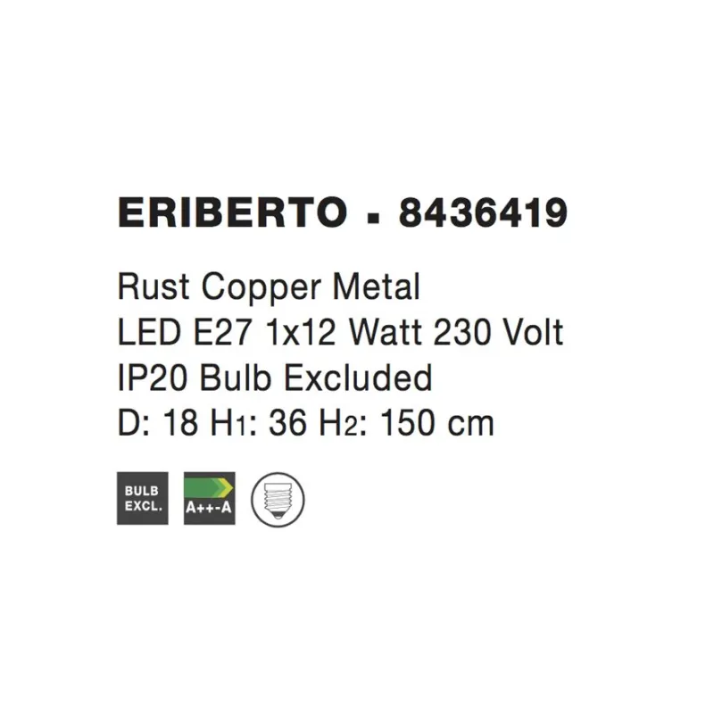 Pendul ERIBERTO Nova Luce Modern, E27, 8436419, Grecia