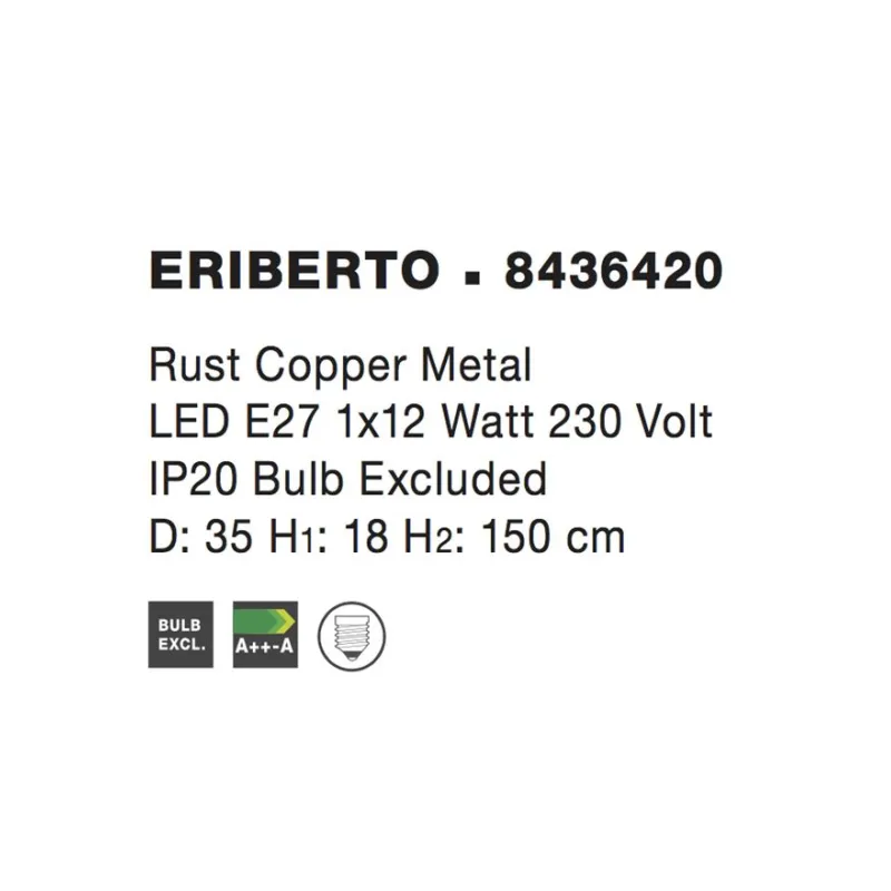 Pendul ERIBERTO Nova Luce Modern, E27, 8436420, Grecia