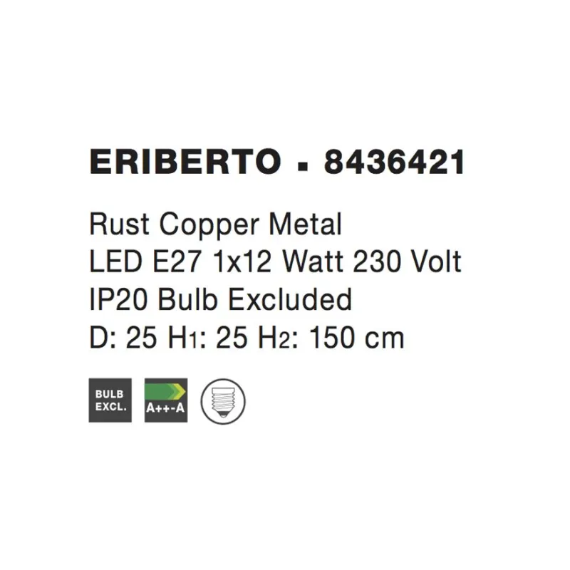 Pendul ERIBERTO Nova Luce Modern, E27, 8436421, Grecia