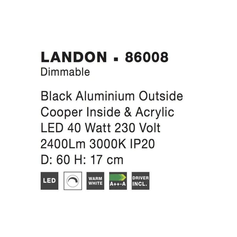 Plafoniera LANDON Nova Luce Modern, Led, 86008, Grecia