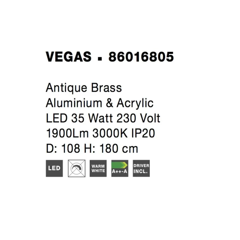 Suspensie VEGAS Nova Luce Modern, Led, 86016805, Grecia