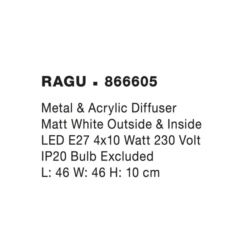 Plafoniera RAGU Nova Luce Modern, E27, 866605, Grecia