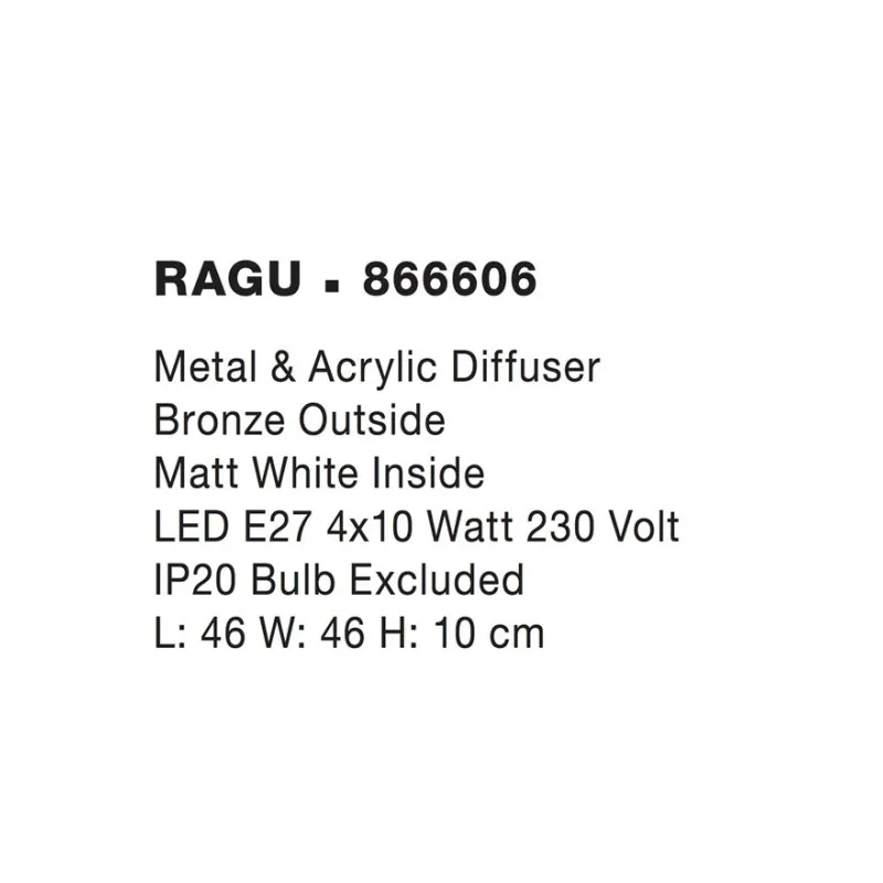 Plafoniera RAGU Nova Luce Modern, E27, 866606, Grecia