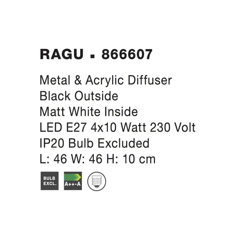 Plafoniera RAGU Nova Luce Modern, E27, 866607, Grecia