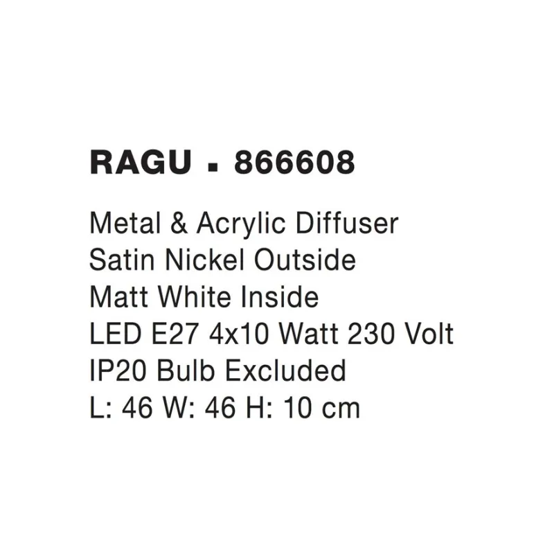 Plafoniera RAGU Nova Luce Modern, E27, 866608, Grecia