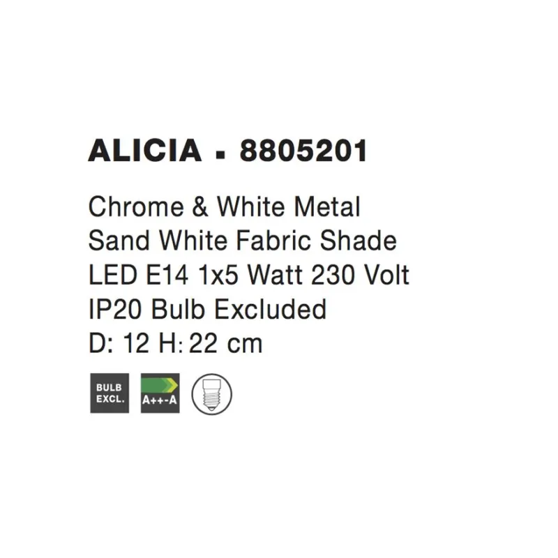 Veioza ALICIA Nova Luce Modern, E14, 8805201, Grecia