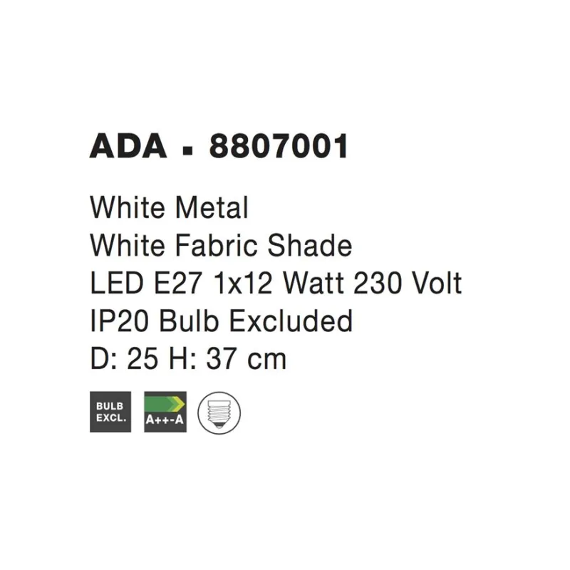 Veioza ADA Nova Luce Modern, E27, 8807001, Grecia