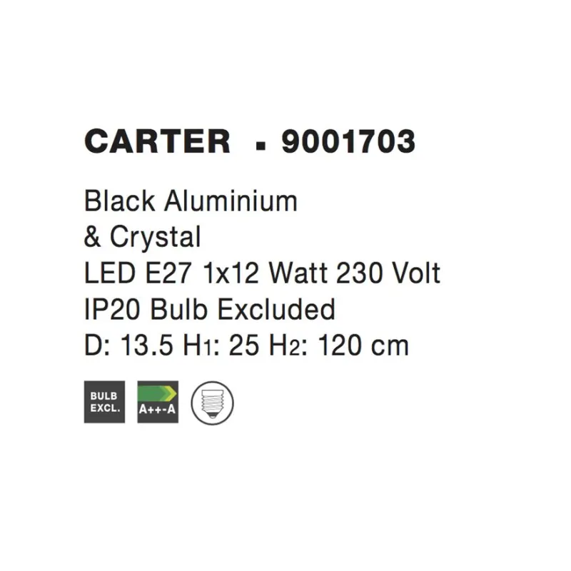 Pendul CARTER Nova Luce Modern, E27, 9001703, Grecia