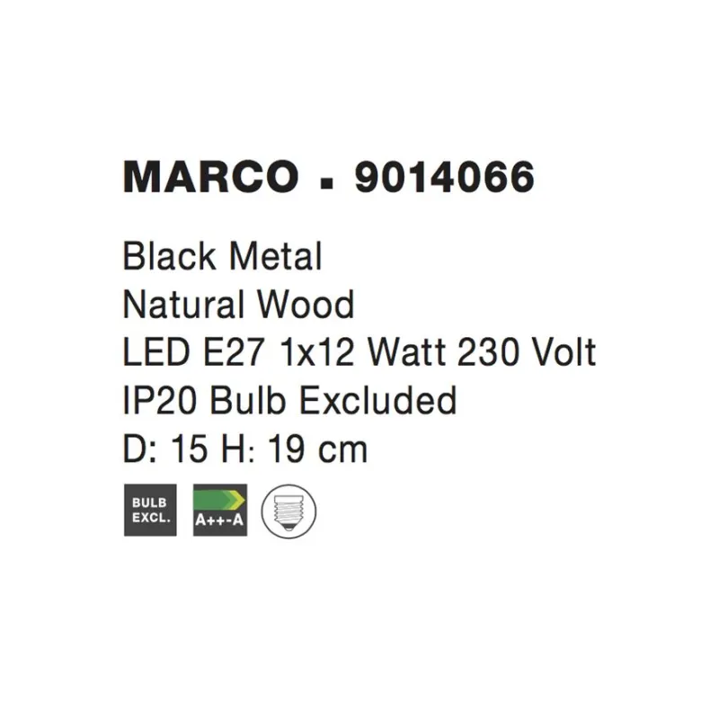 Veioza MARCO Nova Luce Modern, E27, 9014066, Grecia