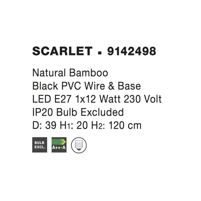 Pendul SCARLET Nova Luce Modern, E27, 9142498, Grecia