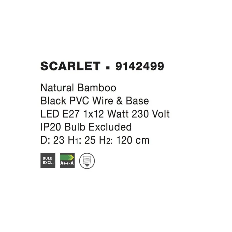 Pendul SCARLET Nova Luce Modern, E27, 9142499, Grecia