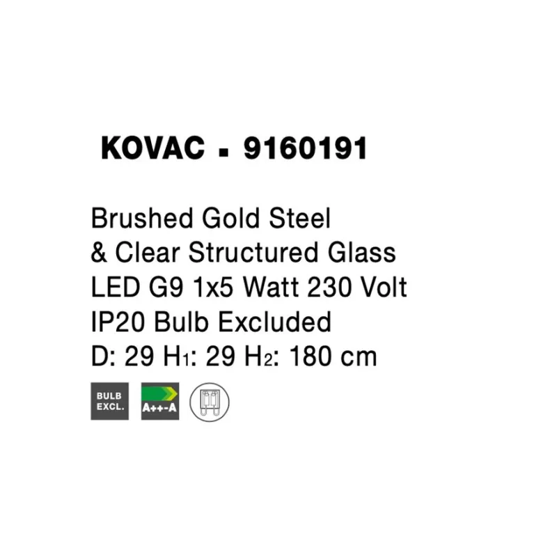 Pendul KOVAC Nova Luce Modern, G9, 9160191, Grecia