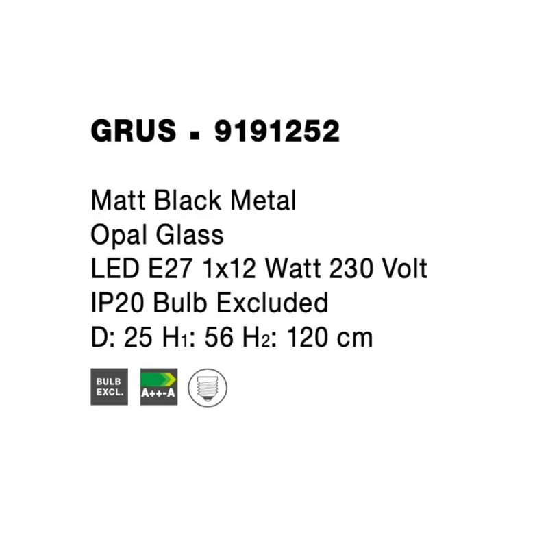 Pendul GRUS Nova Luce Modern, E27, 9191252, Grecia