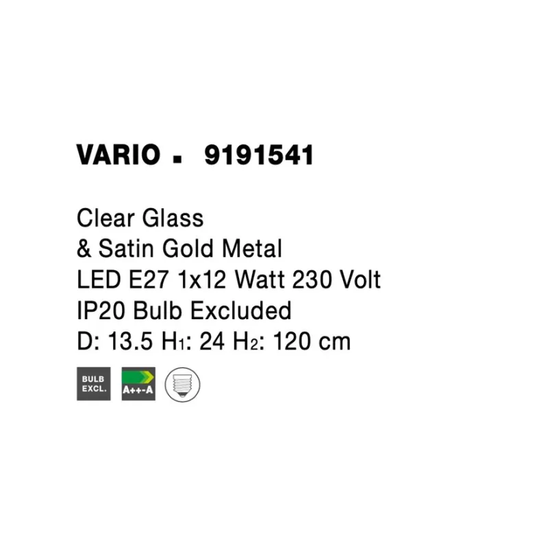 Pendul VARIO Nova Luce Modern, E27, 9191541, Grecia