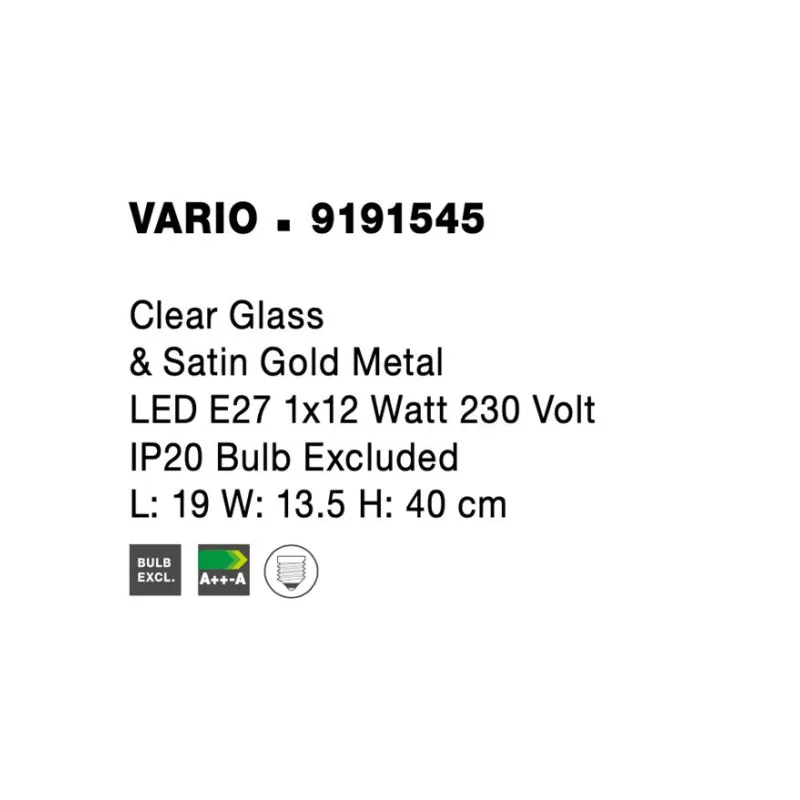 Aplica VARIO Nova Luce Modern, E27, 9191545, Grecia