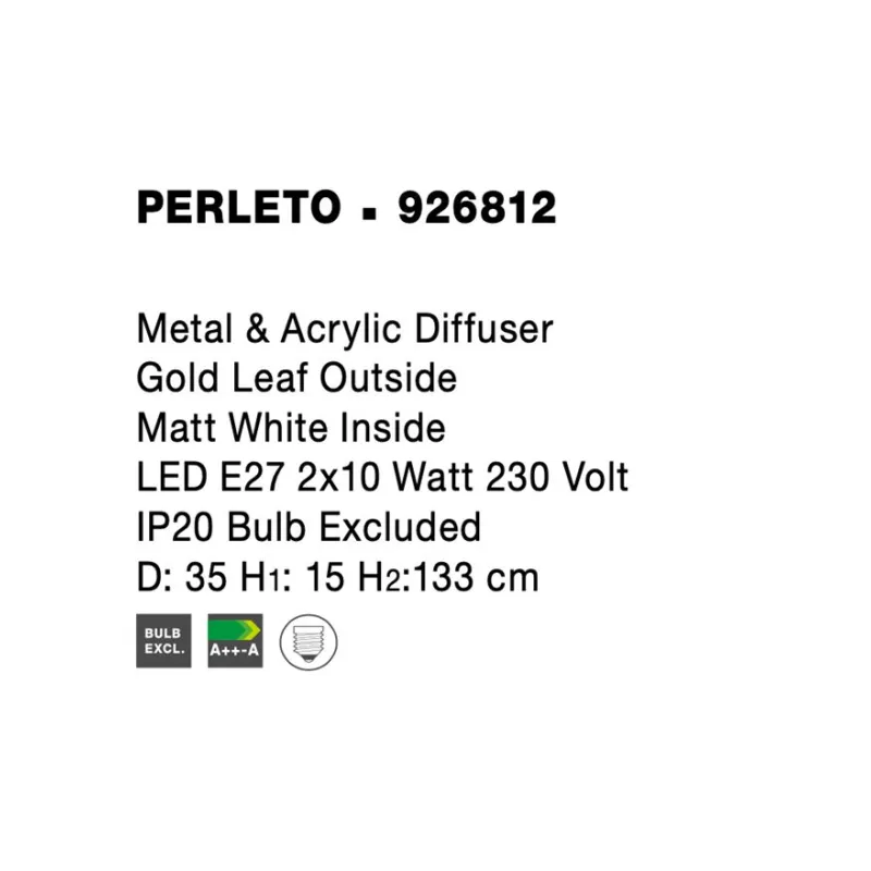 Suspensie PERLETO Nova Luce Modern, E27, 926812, Grecia