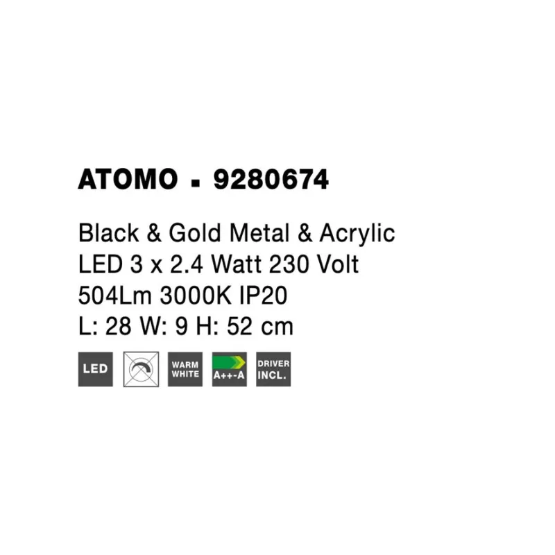 Veioza ATOMO Nova Luce Modern, Led, 9280674, Grecia