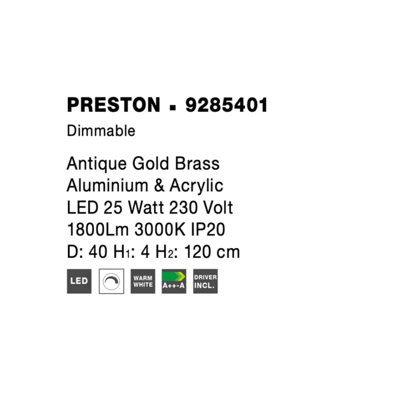 Suspensie PRESTON Nova Luce Modern, Led, 9285401, Grecia