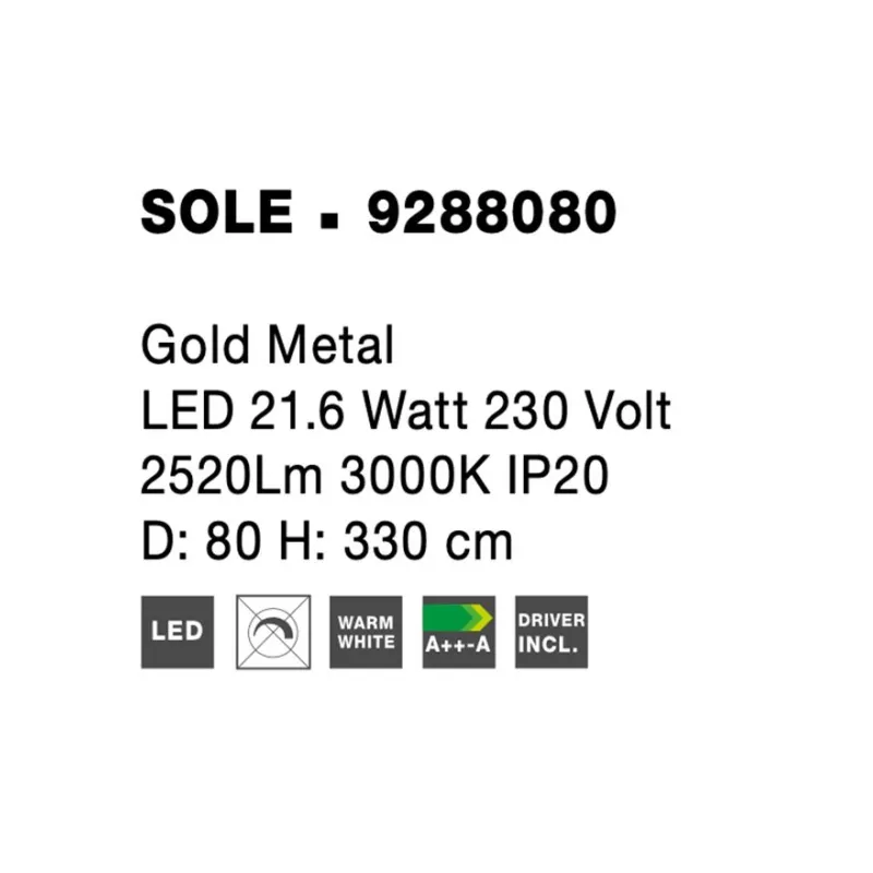 Pendul SOLE Nova Luce Modern, Led, 9288080, Grecia