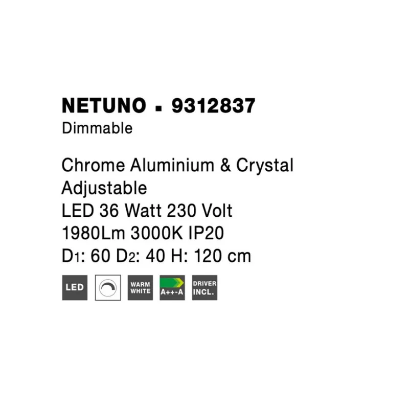 Suspensie NETUNO Nova Luce Modern, Led, 9312837, Grecia