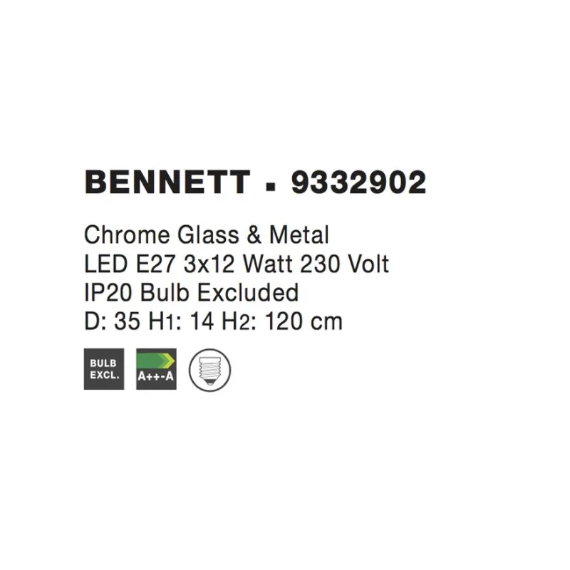 Suspensie BENNETT Nova Luce Modern, E27, 9332902, Grecia