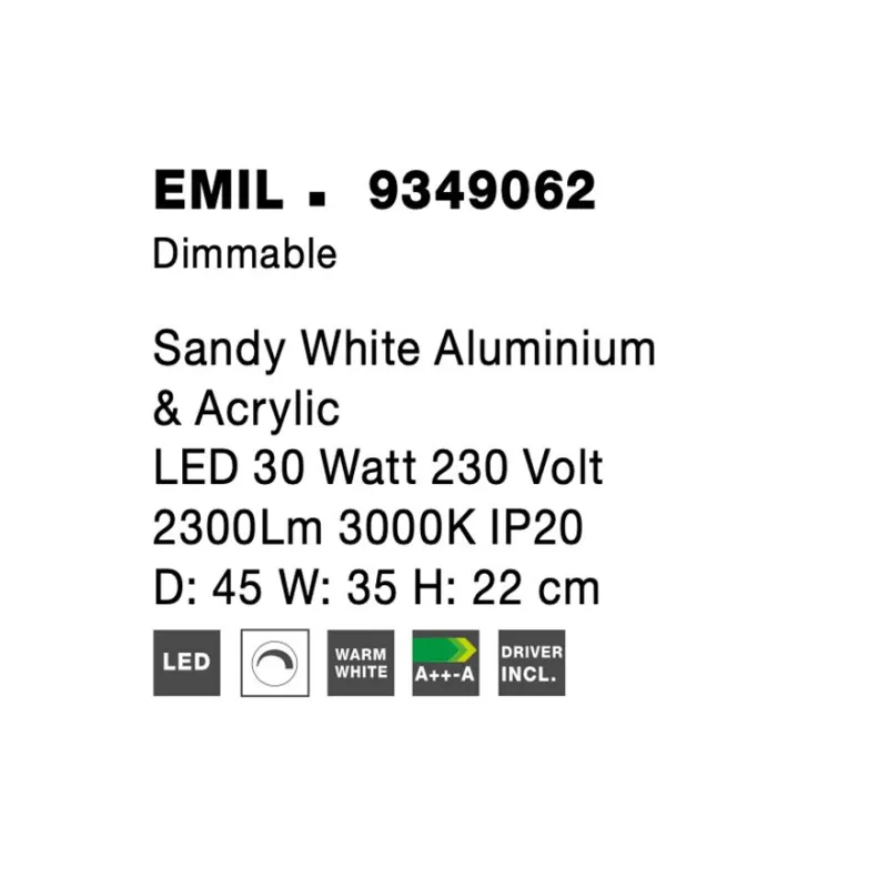 Lustra Plafon EMIL Nova Luce Modern, Led, 9349062, Grecia