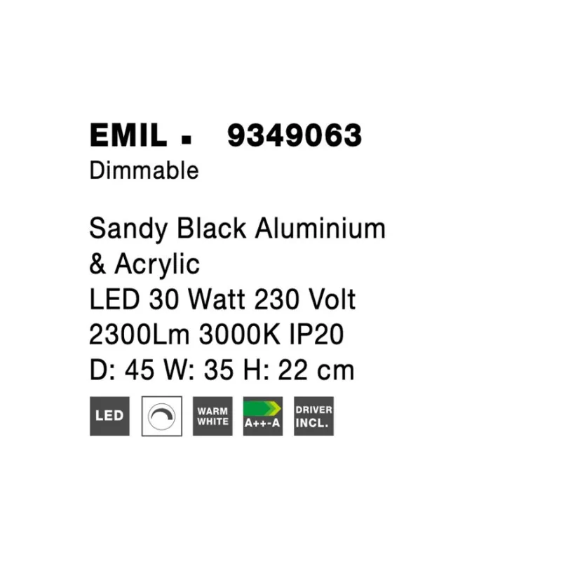 Lustra Plafon EMIL Nova Luce Modern, Led, 9349063, Grecia