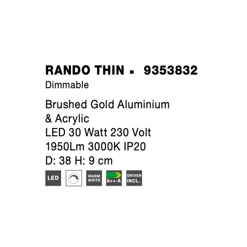 Plafoniera Tehnica RANDO THIN Nova Luce Modern, Led, 9353832, Grecia