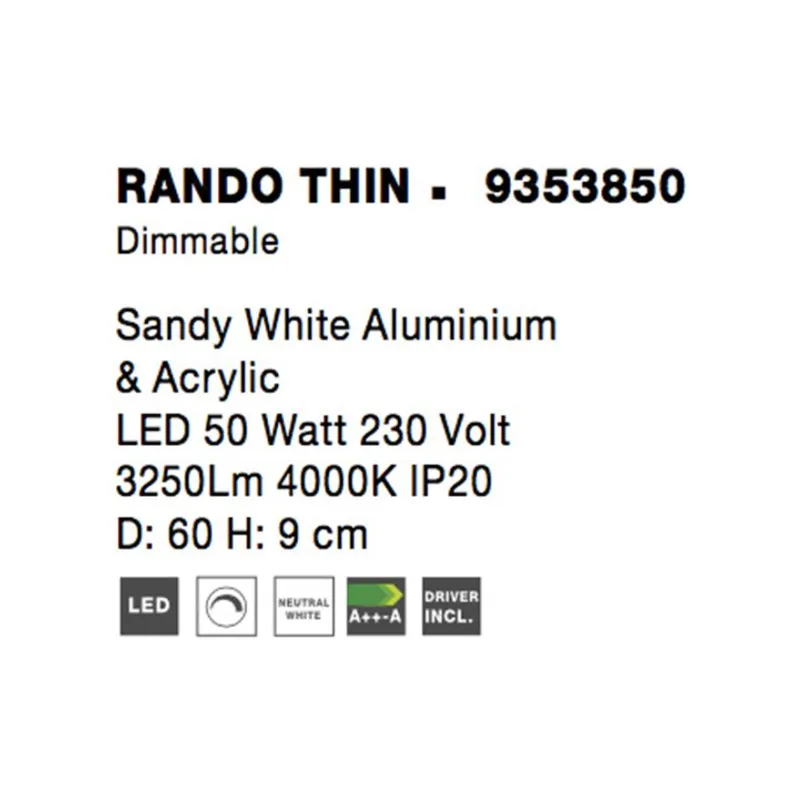 Plafoniera Tehnica RANDO THIN Nova Luce Modern, Led, 9353850, Grecia