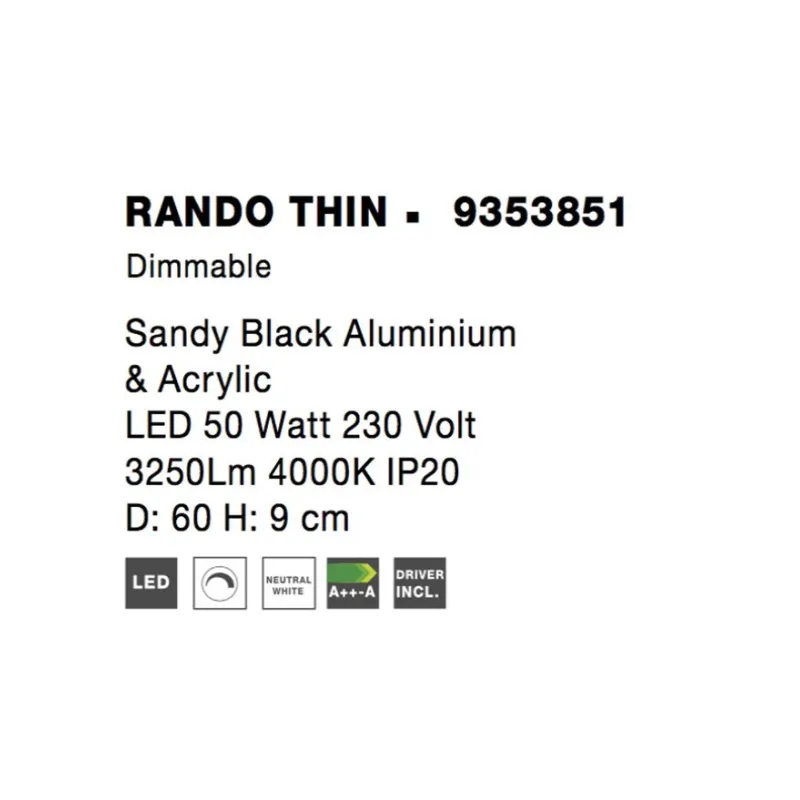 Plafoniera Tehnica RANDO THIN Nova Luce Modern, Led, 9353851, Grecia