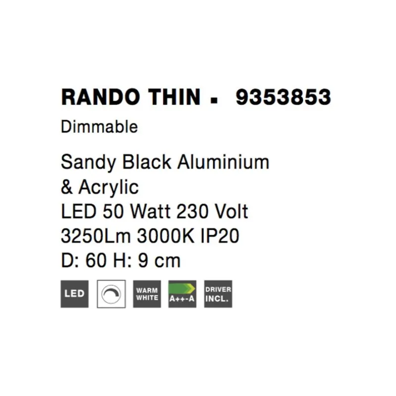 Plafoniera Tehnica RANDO THIN Nova Luce Modern, Led, 9353853, Grecia