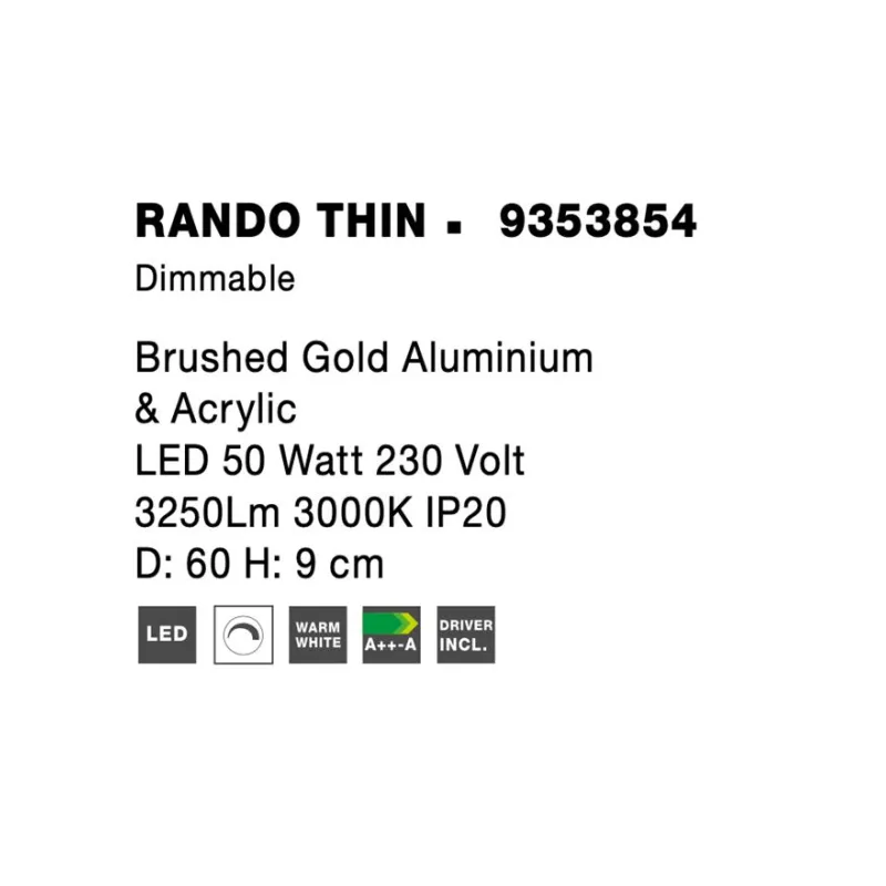 Plafoniera Tehnica RANDO THIN Nova Luce Modern, Led, 9353854, Grecia