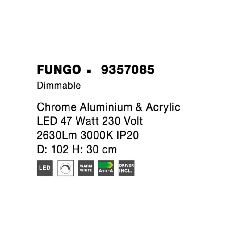 Plafoniera FUNGO Nova Luce Modern, Led, 9357085, Grecia