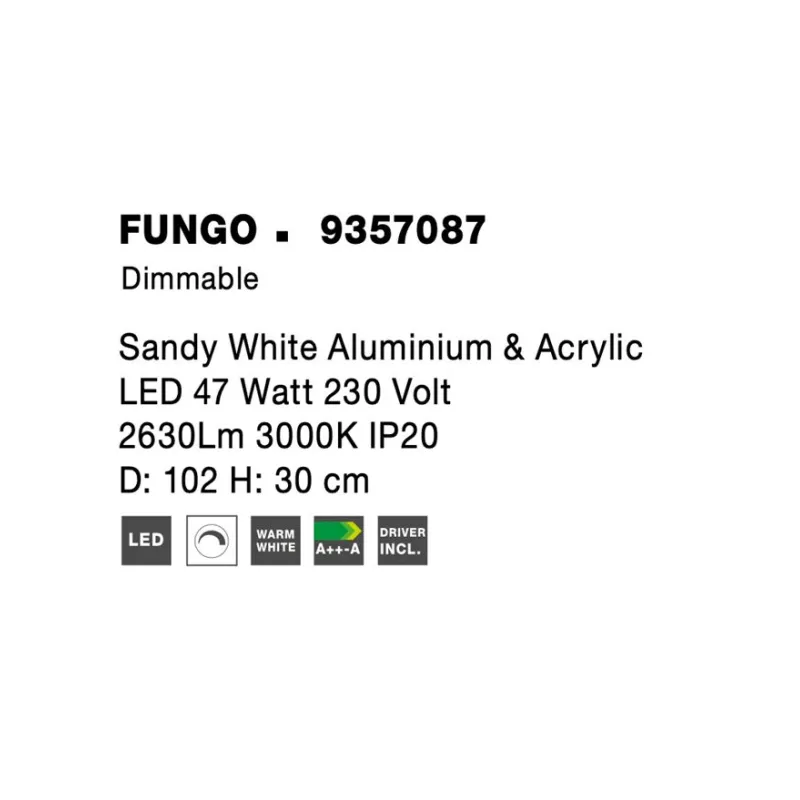 Plafoniera FUNGO Nova Luce Modern, Led, 9357087, Grecia
