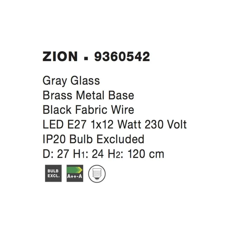 Pendul ZION Nova Luce Modern, E27, 9360542, Grecia