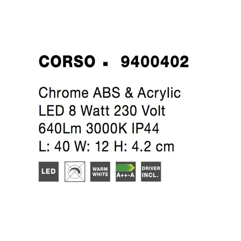 Aplica Baie CORSO Nova Luce Modern, Led, 9400402, Grecia